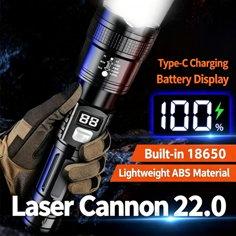 Energy Monitor Meter - Zoomable Tactical Laser FlashlightHigh Brightness Long