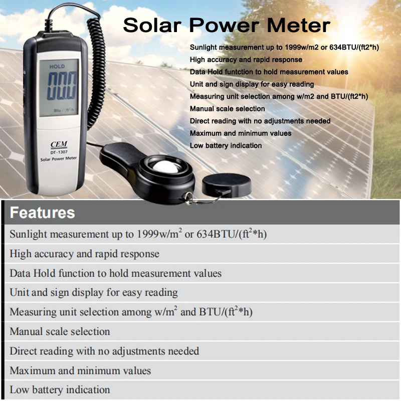 CEM DT-1307 Solar Power Tester - đánh giá và giá Energy Monitor Meter